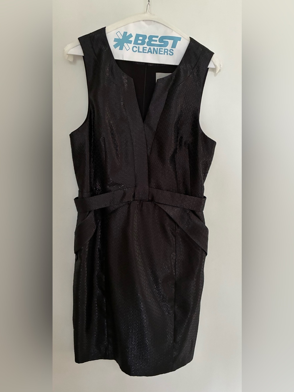Maeve Black Textured Sleeveless V-Neck Mini Dress